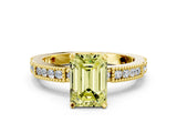 Yellow gold Fancy Yellow Emerald  Solitaire with Pavé Band and Four-Prong Setting_324