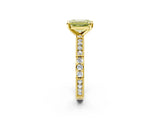 Yellow gold Fancy Yellow Emerald  Solitaire with Pavé Band and Four-Prong Setting_326