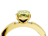 Yellow gold Fancy Yellow Emerald  Solitaire with Pavé Band and Four-Prong Setting_328