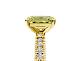 Yellow gold Fancy Yellow Emerald  Solitaire with Pavé Band and Four-Prong Setting_329