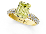 Yellow gold Fancy Yellow Emerald  Solitaire with Pave Band and Four-Prong Setting_4