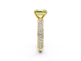 Yellow gold Fancy Yellow Emerald  Solitaire with Pave Band and Four-Prong Setting_5