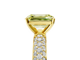 Yellow gold Fancy Yellow Emerald  Solitaire with Pave Band and Four-Prong Setting_8