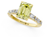 Yellow gold Fancy Yellow Emerald  Solitaire with Side Baguettes and Channel Set Band_46