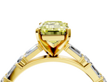 Yellow gold Fancy Yellow Emerald  Solitaire with Side Baguettes and Channel Set Band_49