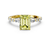 Yellow gold Fancy Yellow Emerald  Solitaire with Side Stones on a Pavé Band and Four-Prong Setting_24