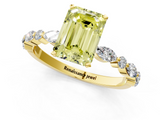Yellow gold Fancy Yellow Emerald  Solitaire with Side Stones on a Pavé Band and Four-Prong Setting_25