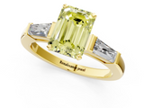 Yellow gold Fancy Yellow Emerald  Solitaire with Tapered Baguette Side Stones on a Classic Band with Four-Prong Setting_79