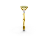 Yellow gold Fancy Yellow Emerald  Solitaire with Tapered Baguette Side Stones on a Classic Band with Four-Prong Setting_80