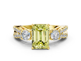 Yellow gold Fancy Yellow Emerald  Three-Stone Diamond Ring with Pavé Split Shank and Four-Prong Setting_62