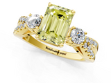 Yellow gold Fancy Yellow Emerald  Three-Stone Diamond Ring with Pavé Split Shank and Four-Prong Setting_63