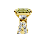 Yellow gold Fancy Yellow Emerald  Three-Stone Diamond Ring with Pavé Split Shank and Four-Prong Setting_67