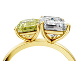 Yellow gold Fancy Yellow Emerald  and Emerald Cut Toi Moi Ring with Prong Setting_50