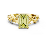 Yellow gold Fancy Yellow Emerald cut Solitaire Twisted Band Prong Setting Ring_179