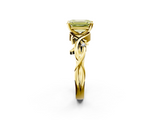 Yellow gold Fancy Yellow Emerald cut Solitaire Twisted Band Prong Setting Ring_181