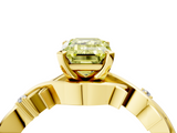 Yellow gold Fancy Yellow Emerald cut Solitaire Twisted Band Prong Setting Ring_183