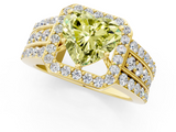 Yellow gold Fancy Yellow Heart -Cut Halo Diamond Ring with Split Shank and Four-Prong Setting_90