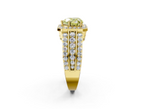 Yellow gold Fancy Yellow Heart -Cut Halo Diamond Ring with Split Shank and Four-Prong Setting_91