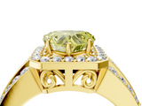Yellow gold Fancy Yellow Heart -Cut Halo Diamond Ring with Split Shank and Four-Prong Setting_93