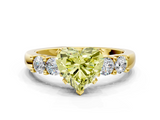 Yellow gold Fancy Yellow Heart  Brilliant Cut Diamond Five-Stone Prong Set Engagement Ring with Channel Band_3
