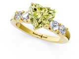 Yellow gold Fancy Yellow Heart  Brilliant Cut Diamond Five-Stone Prong Set Engagement Ring with Channel Band_4