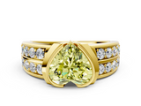 Yellow gold Fancy Yellow Heart  Brilliant Diamond Channel Set Wide Band Ring with Bezel Setting_20
