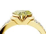 Yellow gold Fancy Yellow Heart  Brilliant Diamond Channel Set Wide Band Ring with Bezel Setting_24