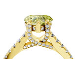 Yellow gold Fancy Yellow Heart  Brilliant Diamond Solitaire with Pavé Band and Four-Prong Setting