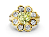 Yellow gold Fancy Yellow Heart  Brilliant Flower Halo Diamond Split Shank Ring_57