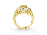 Yellow gold Fancy Yellow Heart  Brilliant Flower Halo Diamond Split Shank Ring_60