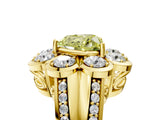 Yellow gold Fancy Yellow Heart  Brilliant Flower Halo Diamond Split Shank Ring_62