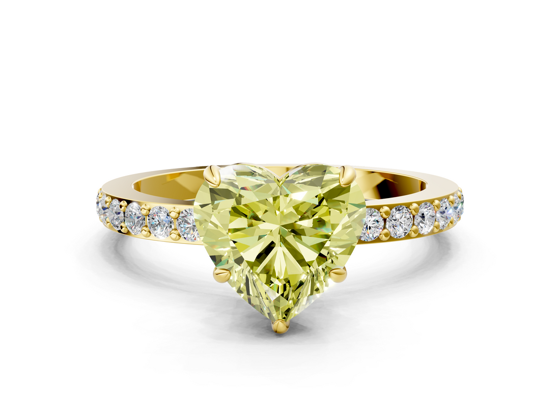 Yellow gold Fancy Yellow Heart  Brilliant Pavé Band Solitaire with Four-Prong Setting_41