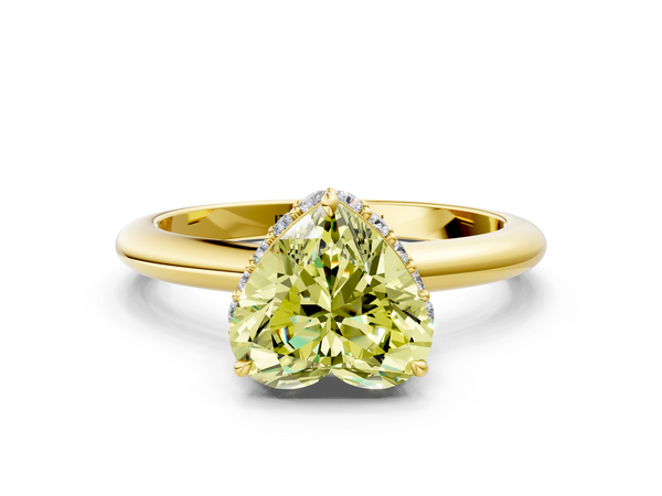 Yellow gold Fancy Yellow Heart  Brilliant Solitaire Engagement Ring with Six-Prong Setting and Classic Band