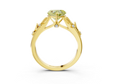 Yellow gold Fancy Yellow Heart  Brilliant Solitaire with Leaf Motif Band and Four-Prong Setting_65