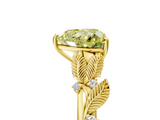 Yellow gold Fancy Yellow Heart  Brilliant Solitaire with Leaf Motif Band and Four-Prong Setting_67
