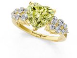 Yellow gold Fancy Yellow Heart  Cluster Diamond Engagement Ring with Pavé Band and Four-Prong Setting_64