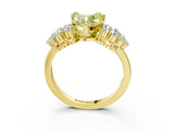 Yellow gold Fancy Yellow Heart  Cluster Diamond Engagement Ring with Pavé Band and Four-Prong Setting_66