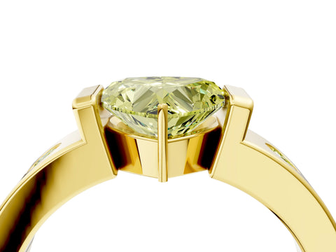Yellow gold Fancy Yellow Heart Cut Brilliant Channel-Set Diamond Ring with Bezel Prong Setting_4