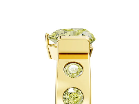Yellow gold Fancy Yellow Heart Cut Brilliant Channel-Set Diamond Ring with Bezel Prong Setting_5