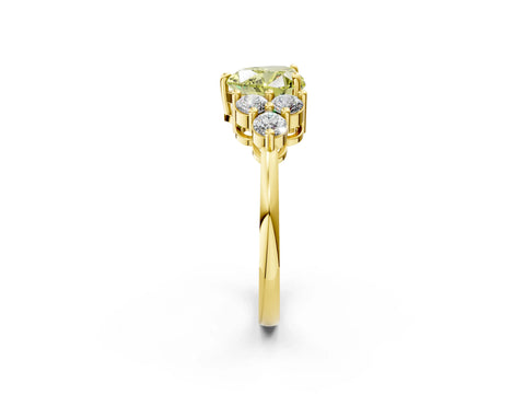 Yellow gold Fancy Yellow Heart Cut Brilliant Diamond Cluster Accent Solitaire Ring with Prong Setting_2
