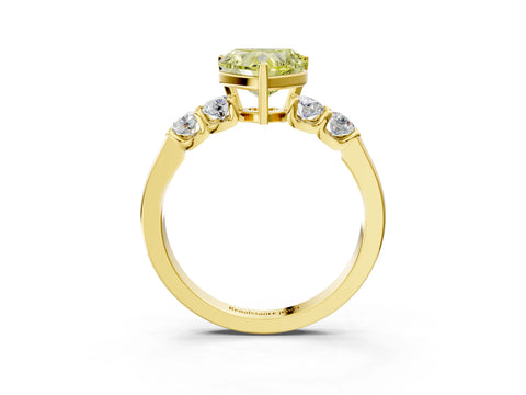 Yellow gold Fancy Yellow Heart Cut Brilliant Diamond Five-Stone Engagement Ring with Prong Setting on a Classic Band_6