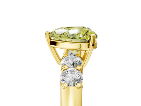 Yellow gold Fancy Yellow Heart Cut Brilliant Diamond Five-Stone Engagement Ring with Prong Setting on a Classic Band_8
