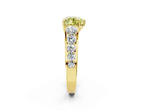 Yellow gold Fancy Yellow Heart Cut Brilliant Diamond Pavé Band with Six-Prong Setting_2