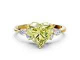 Yellow gold Fancy Yellow Heart Cut Brilliant Diamond Solitaire Ring with Pear Side Stones and Four-Prong Setting_3