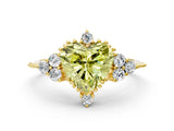 Yellow gold Fancy Yellow Heart Cut Brilliant Diamond with Cluster Setting on a Beaded Band and Four-Prong Setting_12
