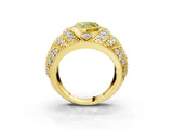 Yellow gold Fancy Yellow Heart Cut Brilliant Halo Pave Diamond Milgrain Ring_3