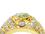 Yellow gold Fancy Yellow Heart Cut Brilliant Halo Pave Diamond Milgrain Ring_4