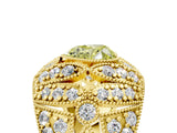Yellow gold Fancy Yellow Heart Cut Brilliant Halo Pave Diamond Milgrain Ring_5