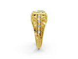 Yellow gold Fancy Yellow Heart Cut Brilliant Milgrain Filigree Diamond Ring with Square Prong Setting_2