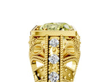 Yellow gold Fancy Yellow Heart Cut Brilliant Milgrain Filigree Diamond Ring with Square Prong Setting_5